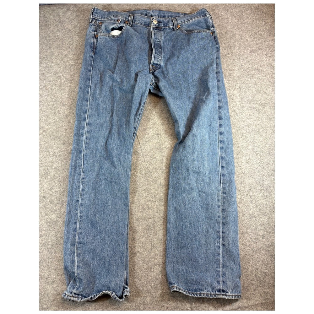 Levis 501 Original Fit Mens Jeans 38x30 Medium Wash Blue Denim Button Fly